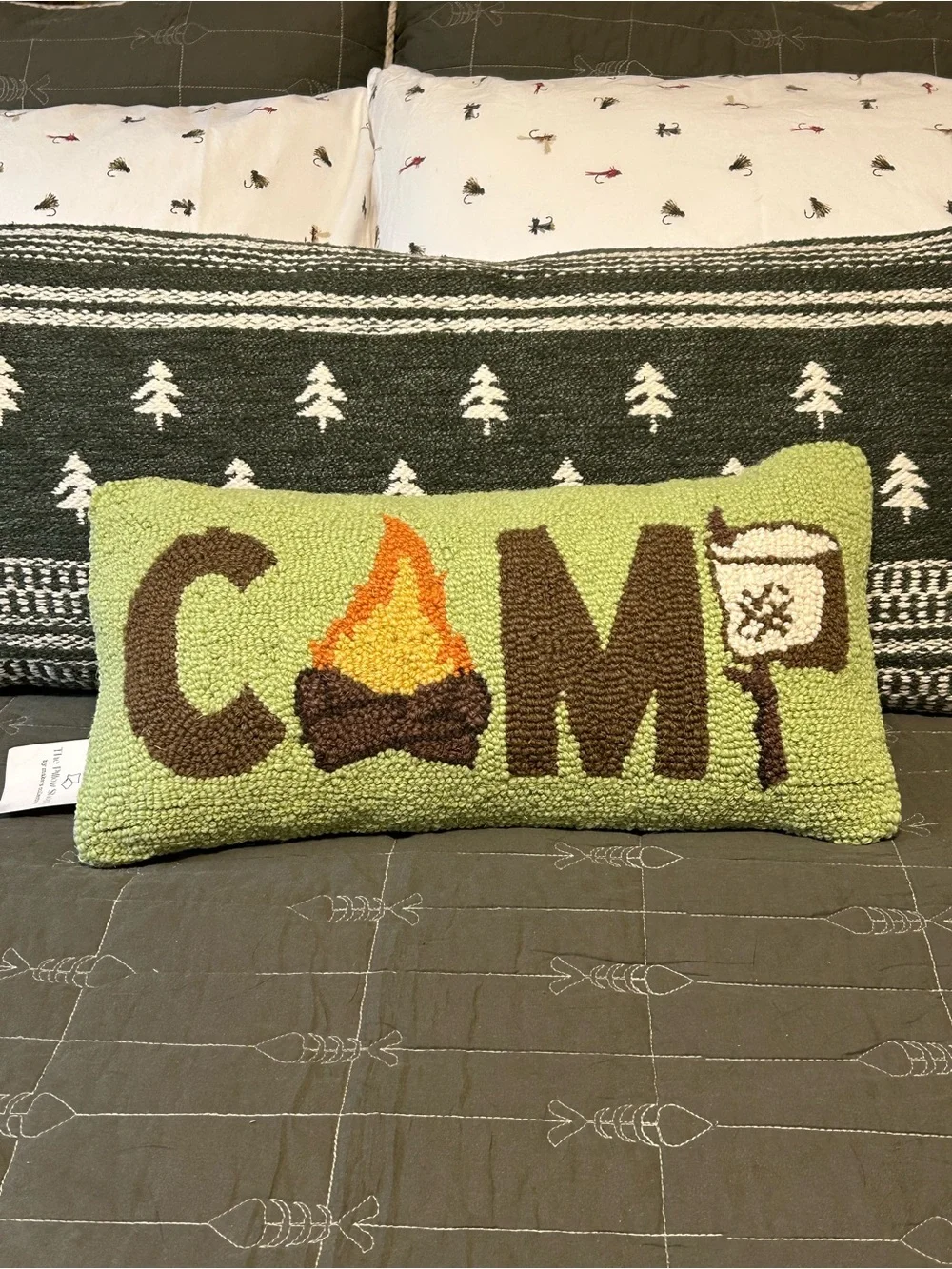 NWT Makers Collective CAMP Hooked Lumbar Pillow 9” x 18”